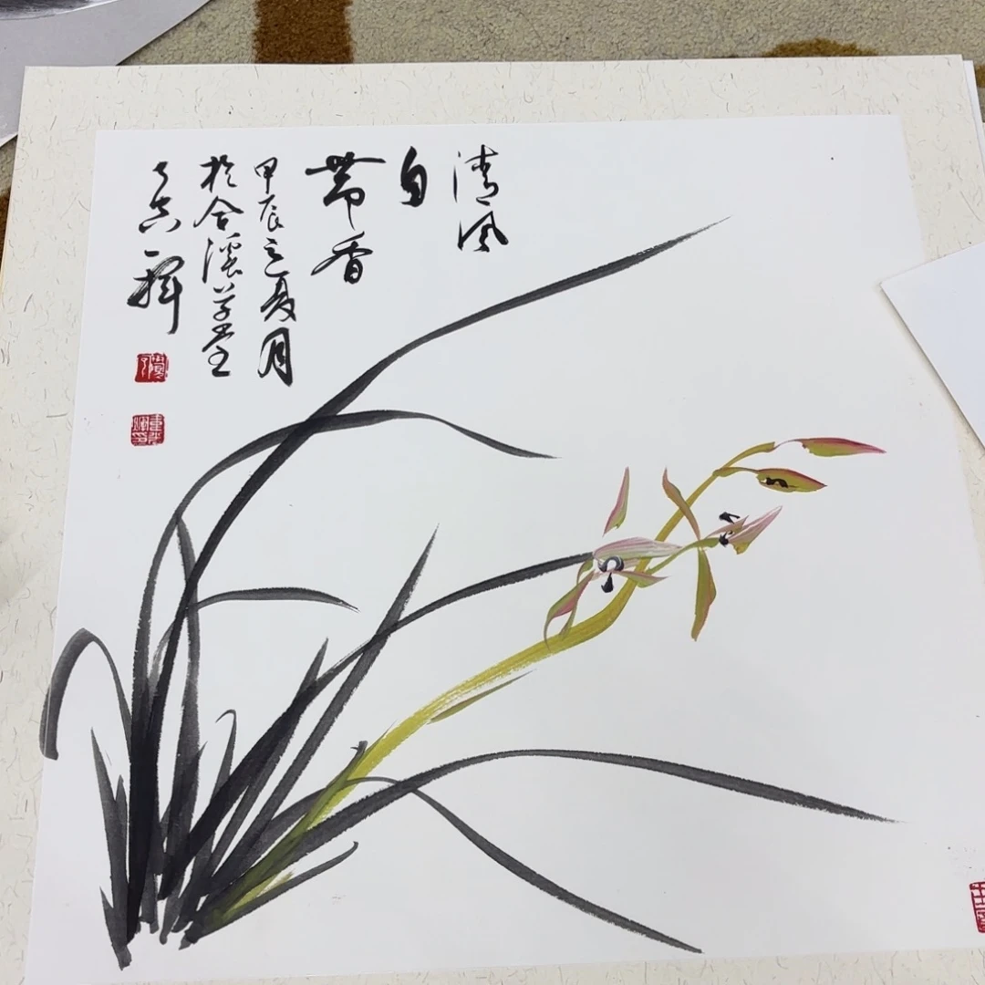 国画斗方卡纸花鸟