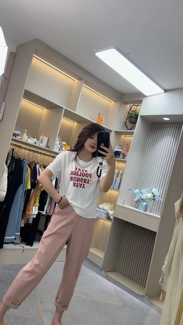 夏款休闲百搭英文短袖上衣25091