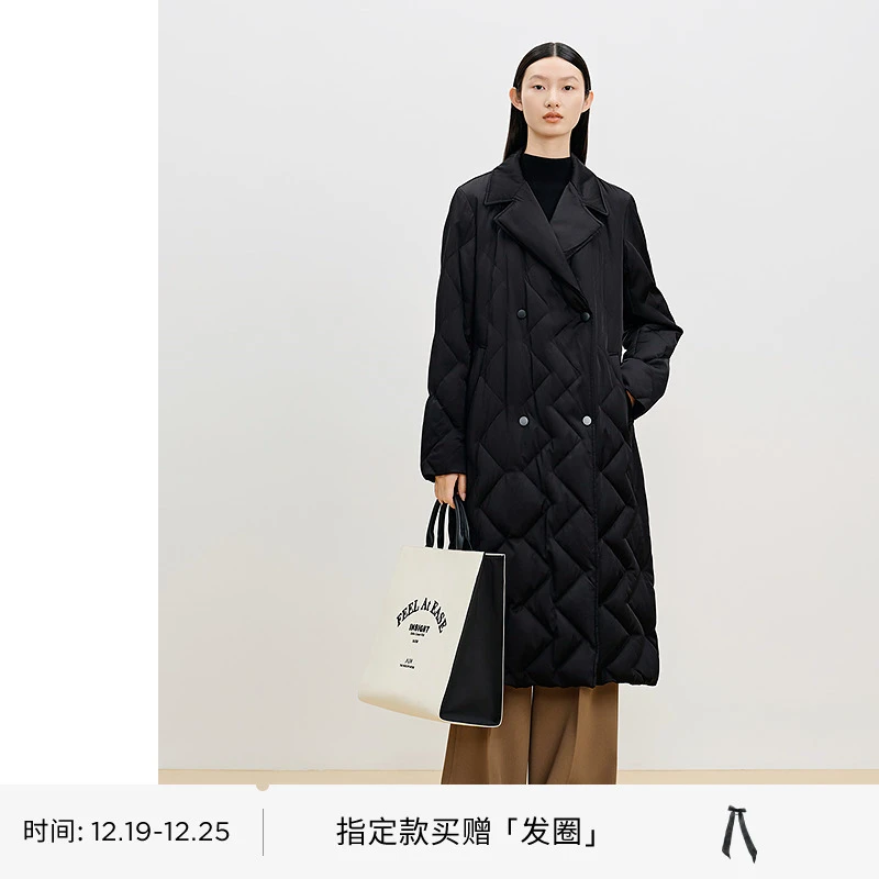 AUM/噢姆冬季新款气质黑色宽松时尚百搭中长款羽绒服M1EG3950Y