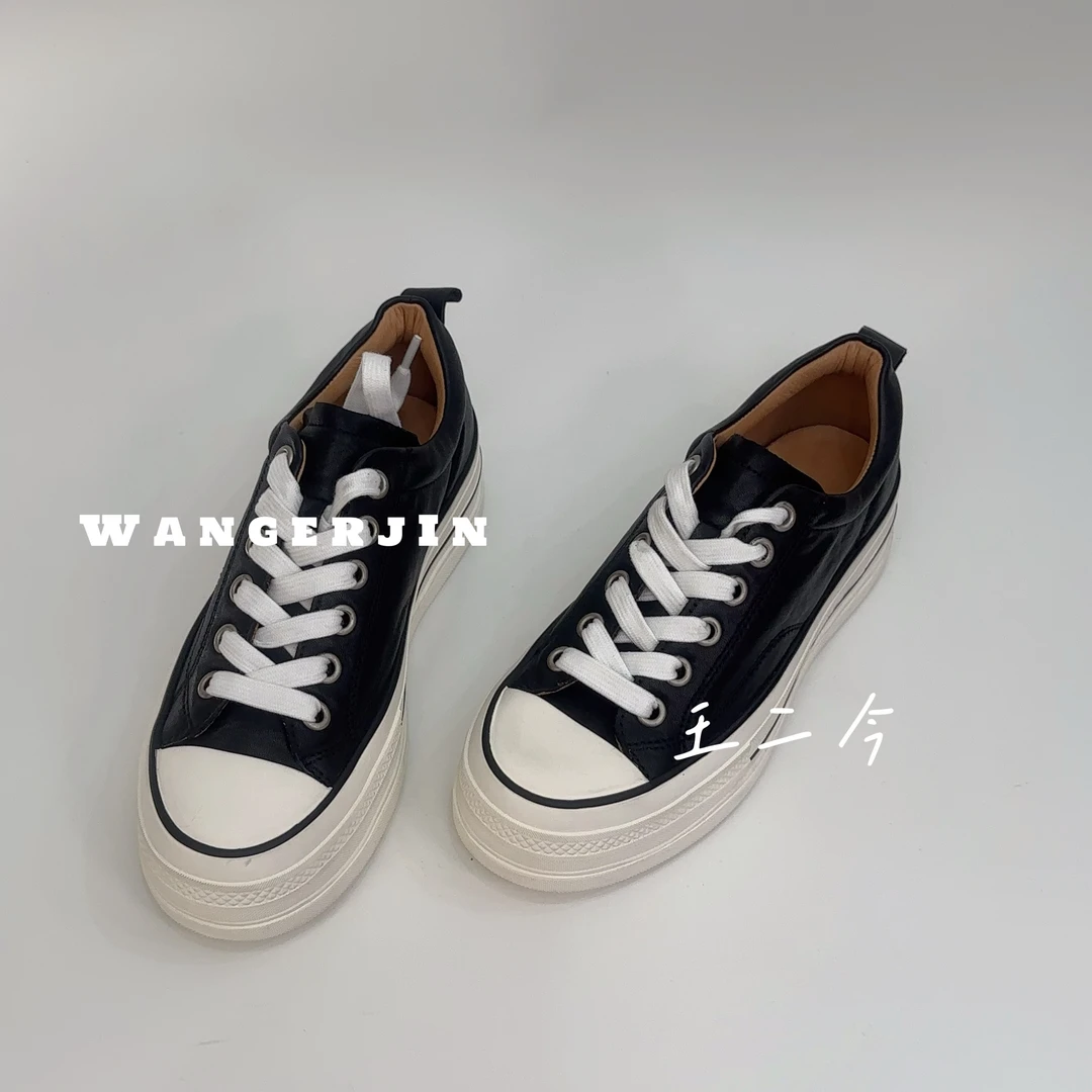 【王二今】马皮/3.5CM/厚底增高秀气时尚休闲运动板鞋小白鞋饼干鞋