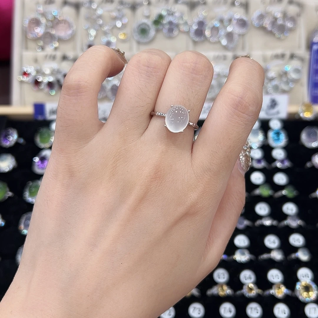 萤石戒指银S925镶嵌