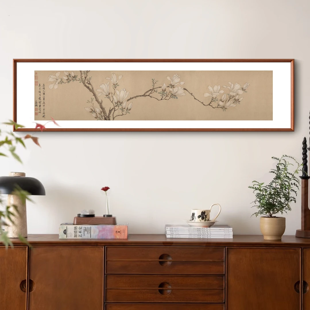 【玉兰图卷】沙发背景墙挂画客厅装饰画