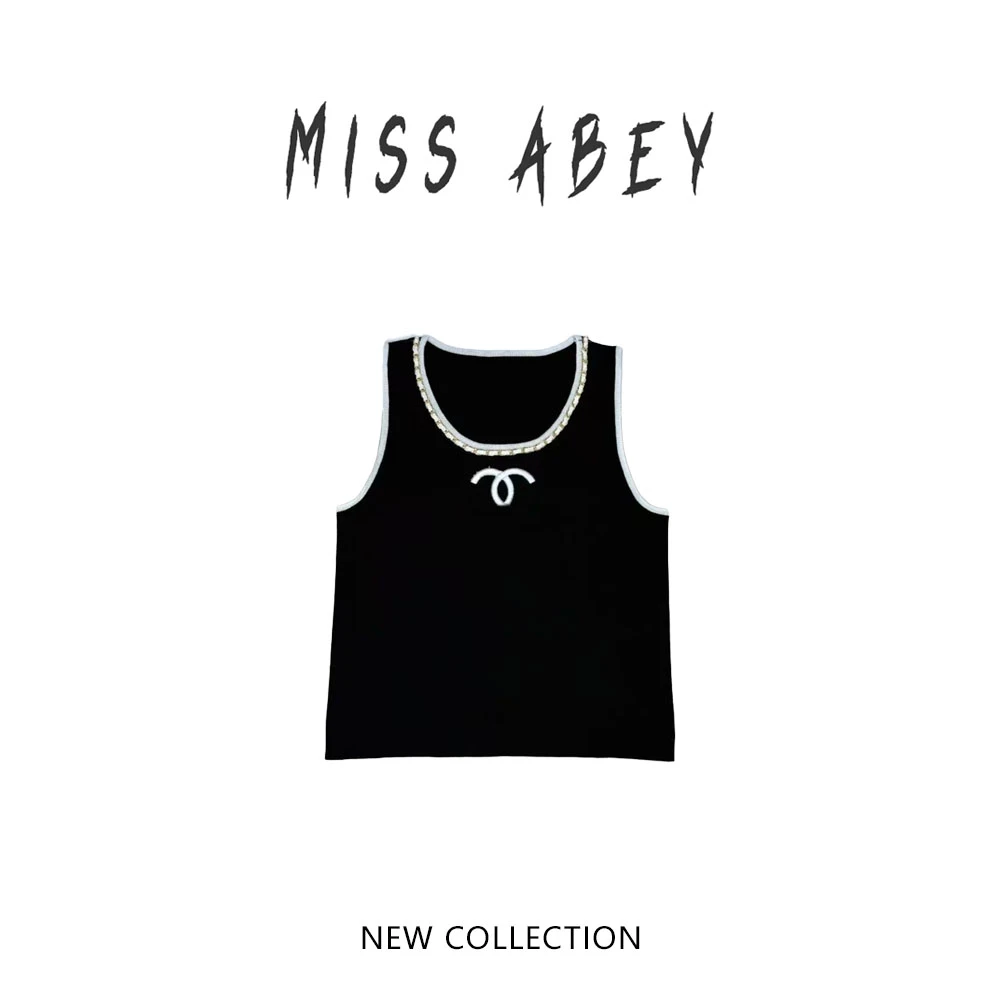 【杉姐自营店】修身型无袖毛针织衫黑色打底设计师百搭 521