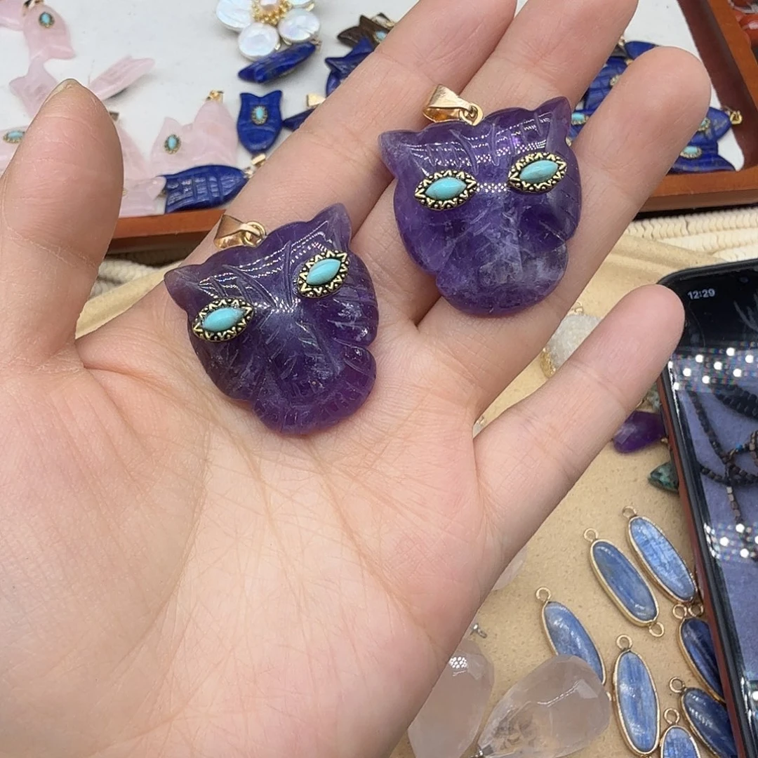 珠宝半成品未镶嵌水晶紫水晶老虎一颗