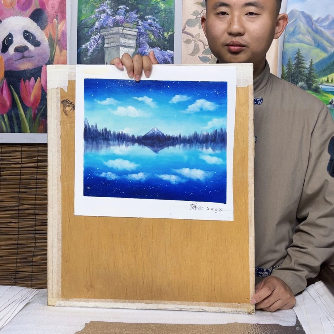 油画行路人小院绘画作品竞拍