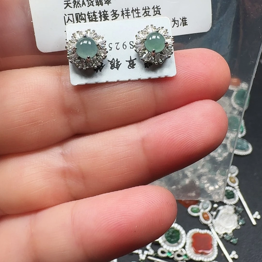 翡翠未镶嵌耳饰天然A货翡翠7948