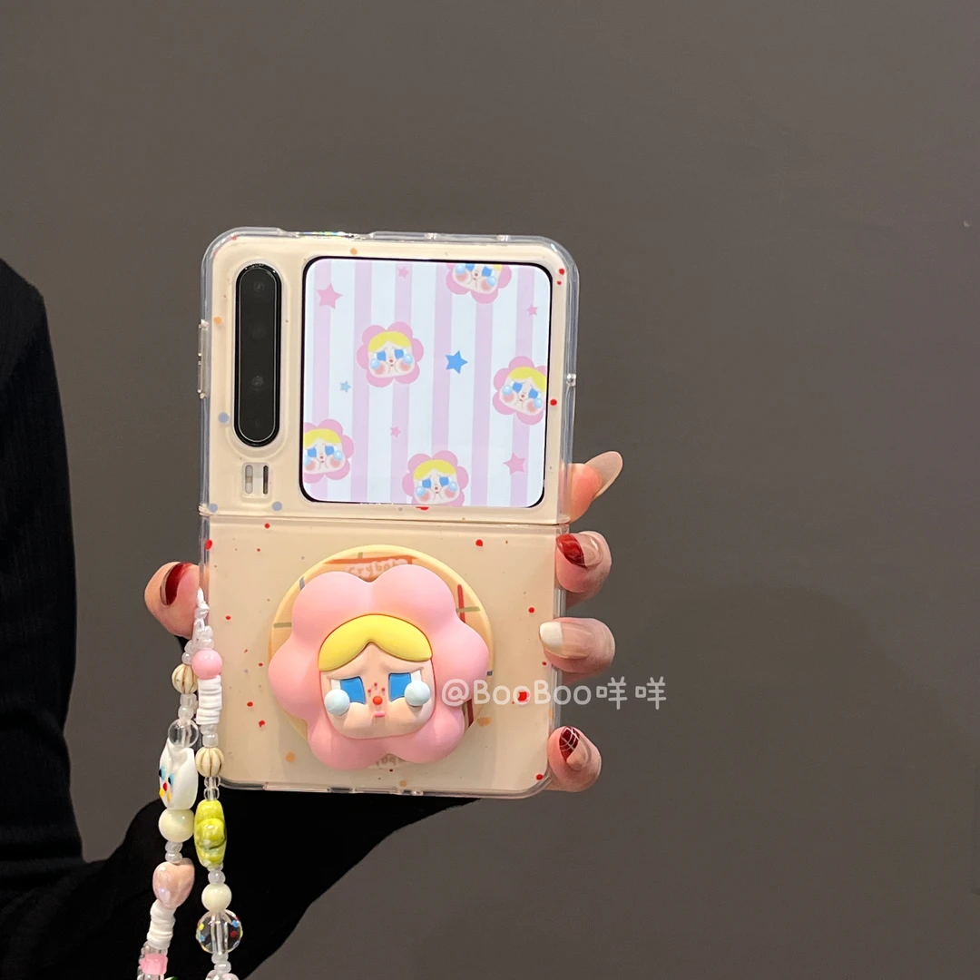 适用华为PuraX手机壳可爱创意粉色花朵哭娃磁吸支架小众创意外壳