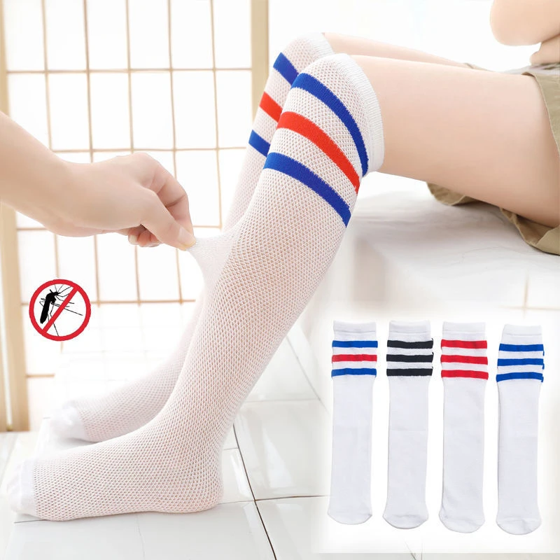 儿童长筒袜夏季薄款女童过膝棉中筒袜学生半腿宝宝高筒足球袜子