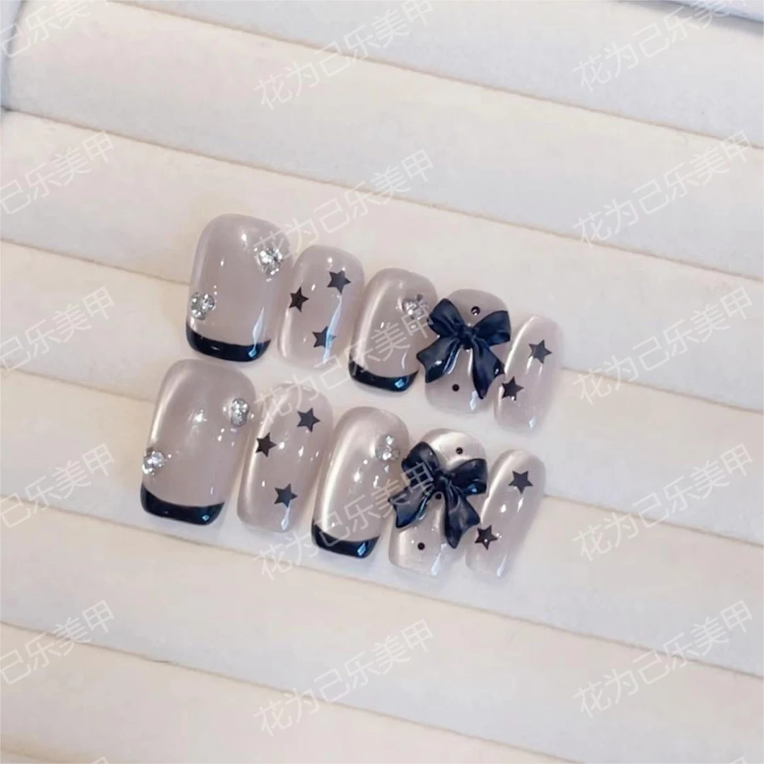 【小步舞曲】猫眼纯手工穿戴甲穿戴式光疗甲冰透渐变简约四季流行