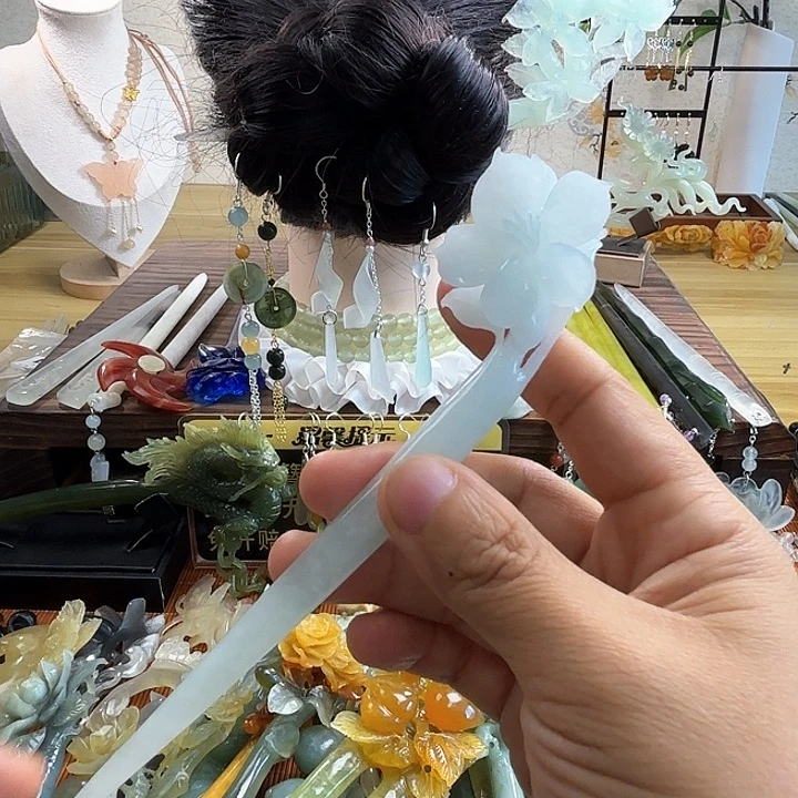 合金蛇纹石玉发饰