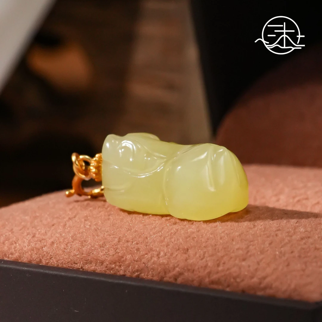 木润【貔貅】天然和田玉黄口料貔貅吊坠  S925银配件