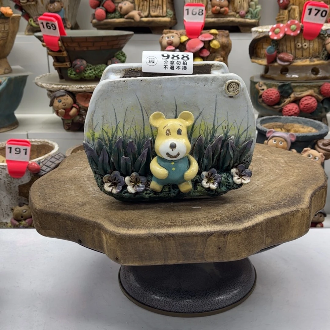 花盆988白狐花盆手捏