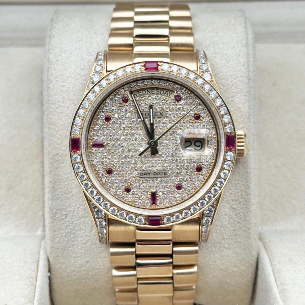 99新 Rolex/劳力士 星期日历型/18038/36mm/18k黄金/自动机械男表