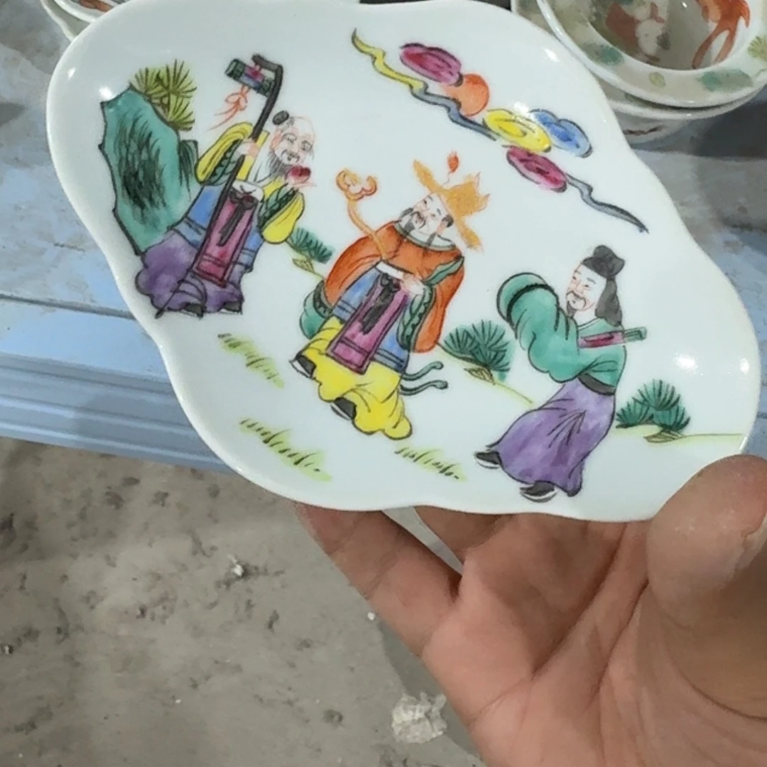 瓷片摆件手绘瓷器处理