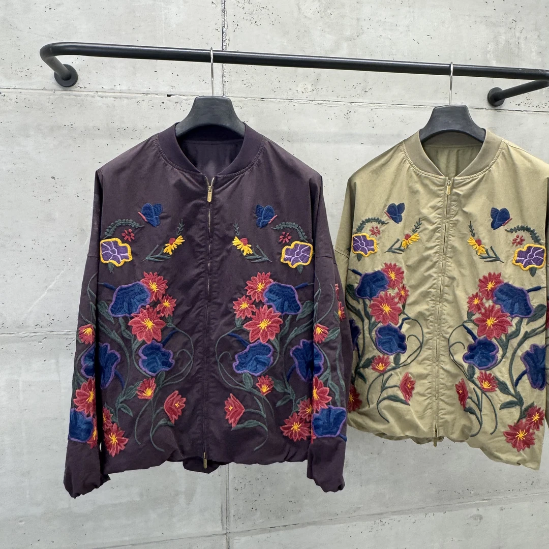 楠老板【新款】秋冬蝙蝠袖宽松废土风外套重工棉服休闲绣花