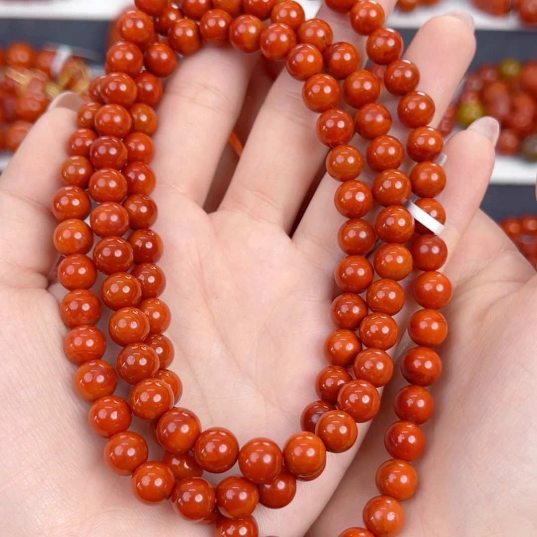 南红玛瑙未镶嵌瓦西柿子锦7mm多圈