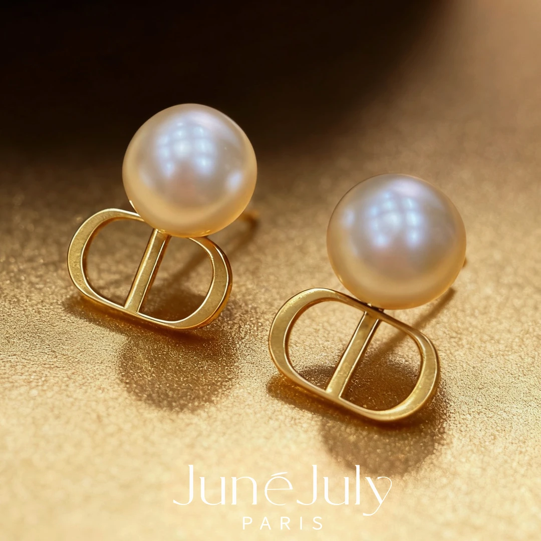 铜合金耳饰 JuneJuly 经典珠珠字母耳钉铜合金1118经典珠珠