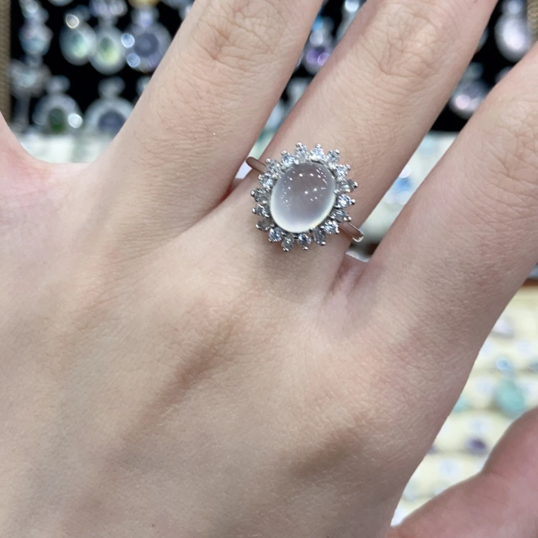 蛇纹石玉银S925镶嵌戒指