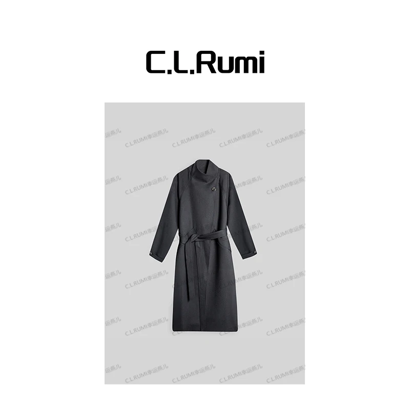 【Rumi小店】“晚秋” 25新款赫本风经典澳毛精纺宽松外套风衣7086wt