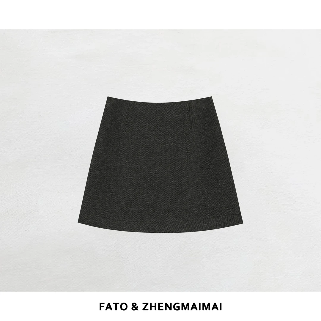 郑买买 灰色旋律 秋冬新款百搭显瘦修身深灰色a字半裙 QDD51016Q2