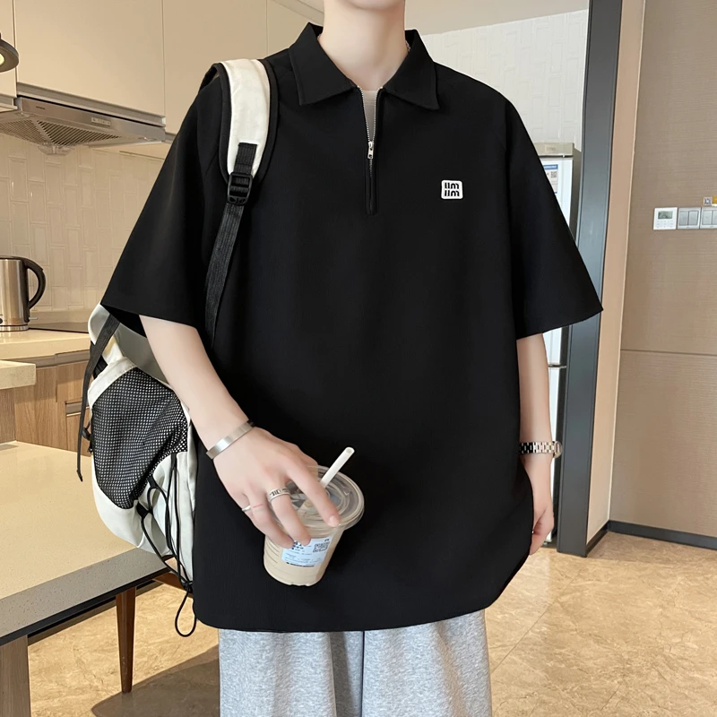 【奥菜折扣】潮流港风韩版日系小众设计感百搭运动polo上衣男士夏