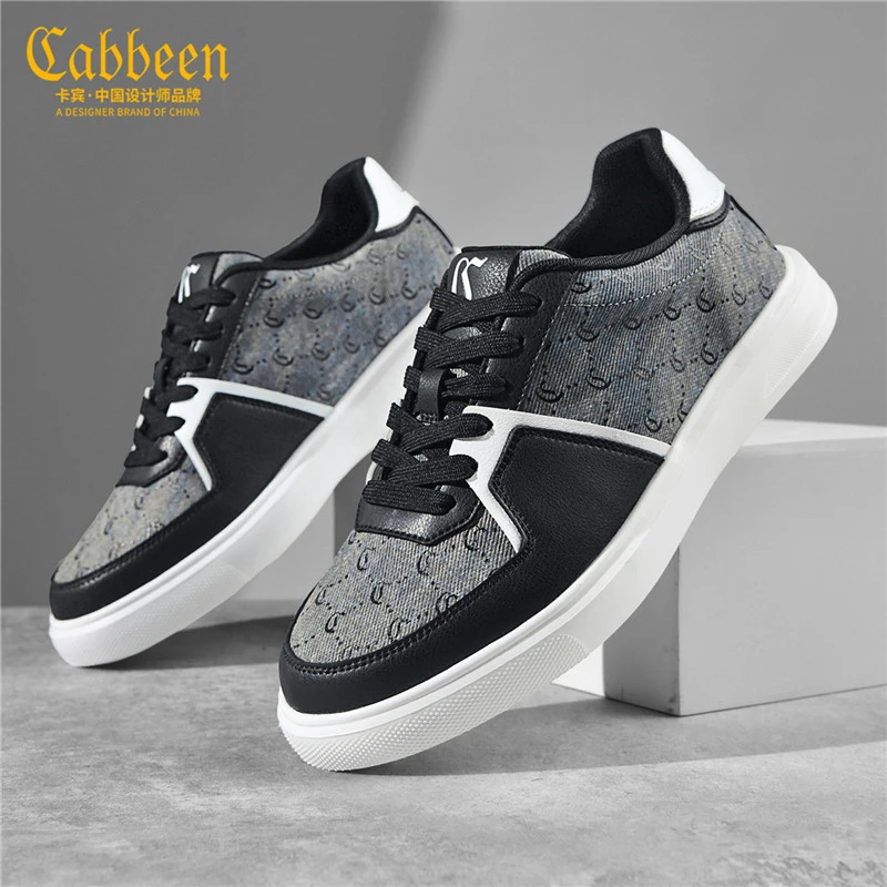 卡宾男鞋潮牌高级感老花满印休闲板鞋男款冬季2025新款轻奢鞋子男