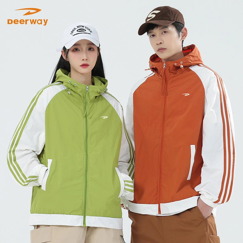 Deerway/德尔惠休闲防晒外套男女款连帽宽松透气薄款皮肤衣
