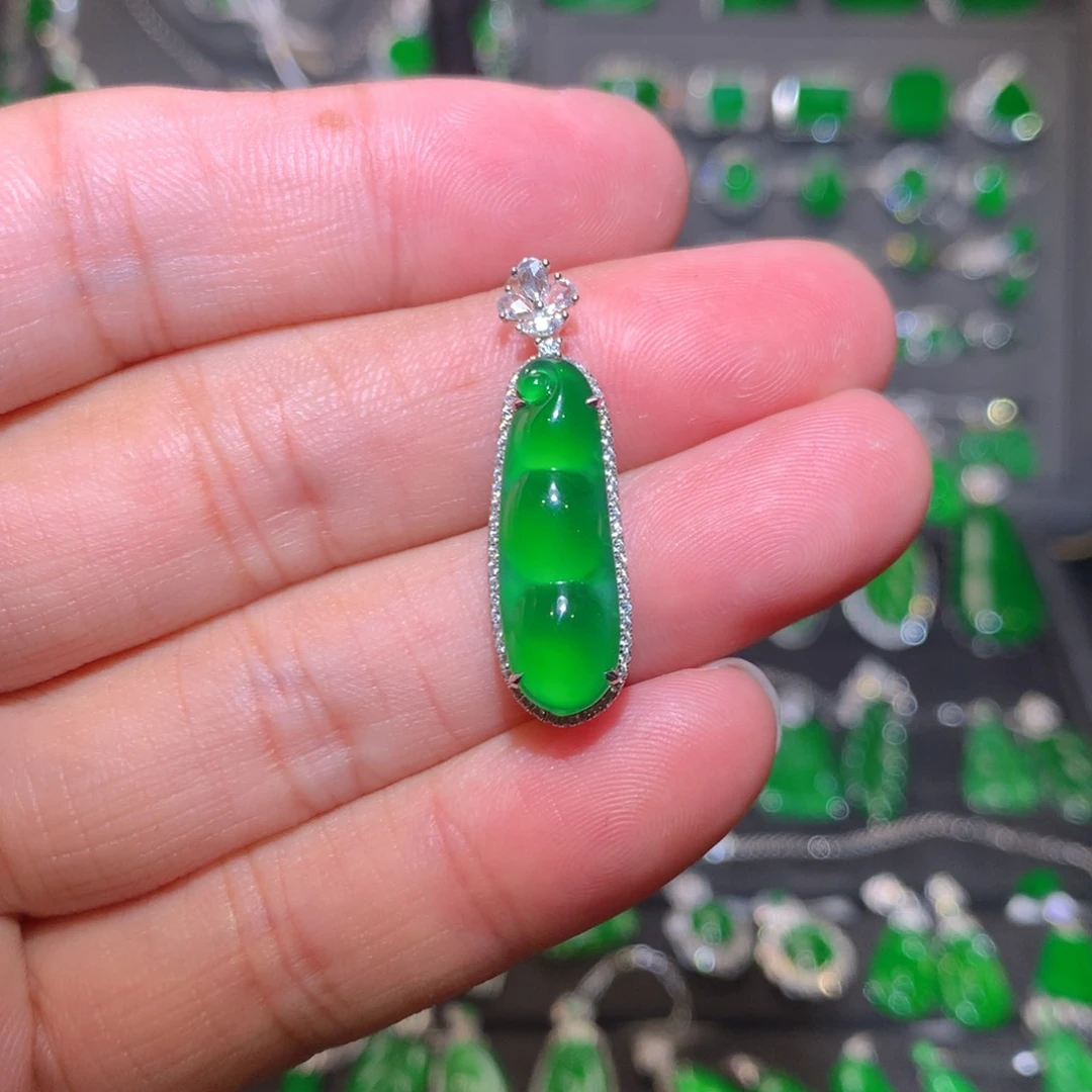 吊坠(不含链)18K金镶嵌翡翠天然翡翠