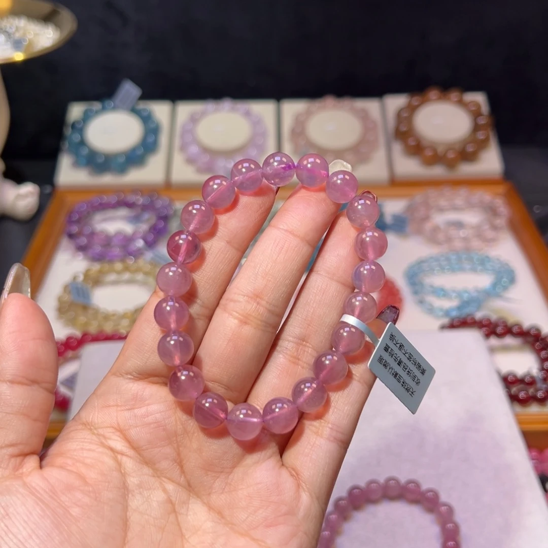 水晶手串未镶嵌小*子紫马粉9.5m m