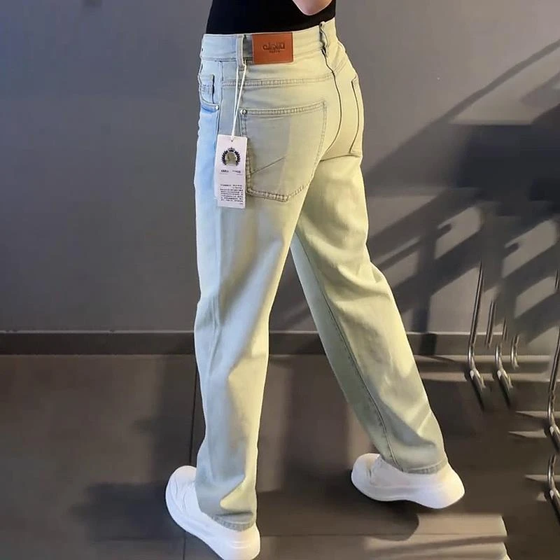 轻奢男装大码秋冬男士时尚新款宽松休闲长裤高级感痞帅牛仔裤直筒