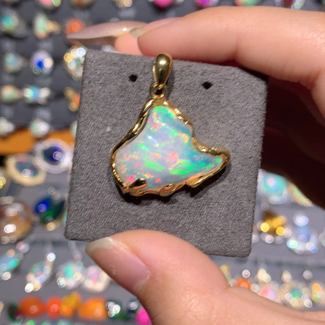 欧泊银S925镶嵌欧泊吊坠y