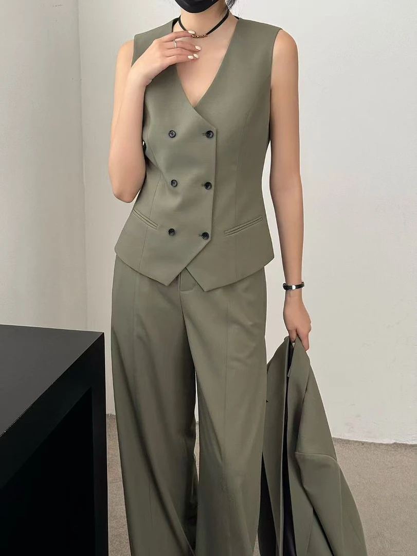 【特价不支持退换】韩款高级感时尚通勤休闲V领坎肩无袖背心马夹女