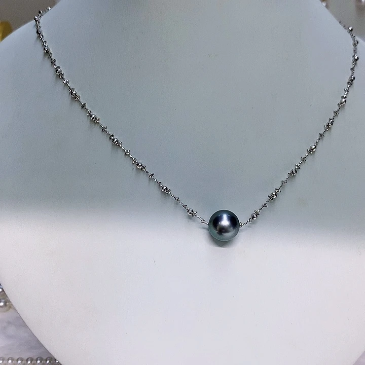 18K金镶嵌项链10-11海水珍珠