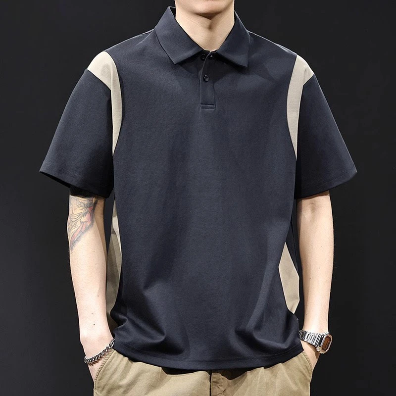 U&PURA撞色拼接Polo衫短袖t恤男潮牌大码夏季百搭舒适简约潮流T恤