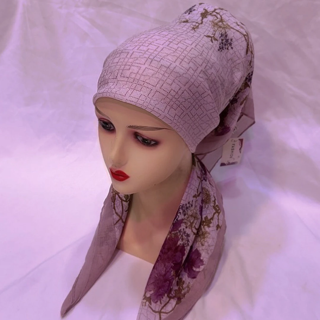新款女款棉头巾方巾包邮发货百搭时尚帽子女士紫色包头帽