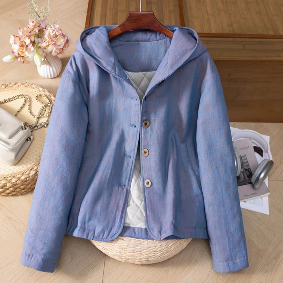 100%汉麻麻宽松休闲连帽长袖文艺百搭高端大气优雅