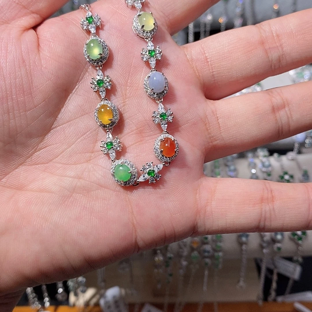 翡翠银S925镶嵌手链