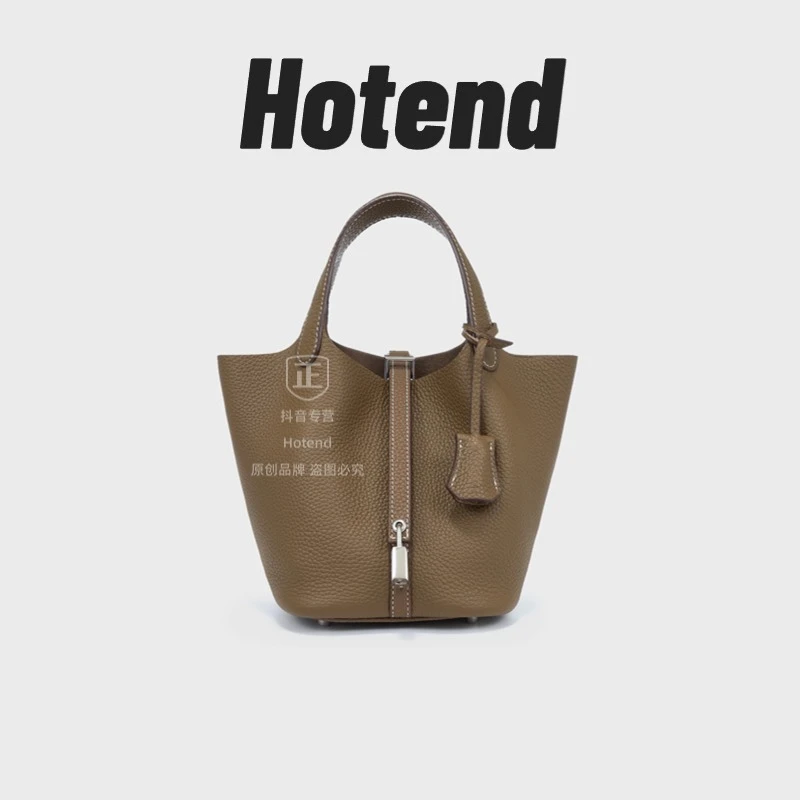 【美国Hotend】轻奢高级感手提菜篮子水桶单肩包女斜挎真皮菜篮子包