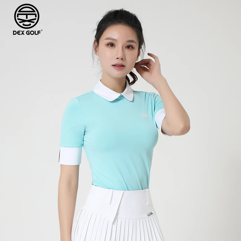 DEXGOLF高尔夫女士短袖T恤夏季新款经典复古polo衫3058时尚气质