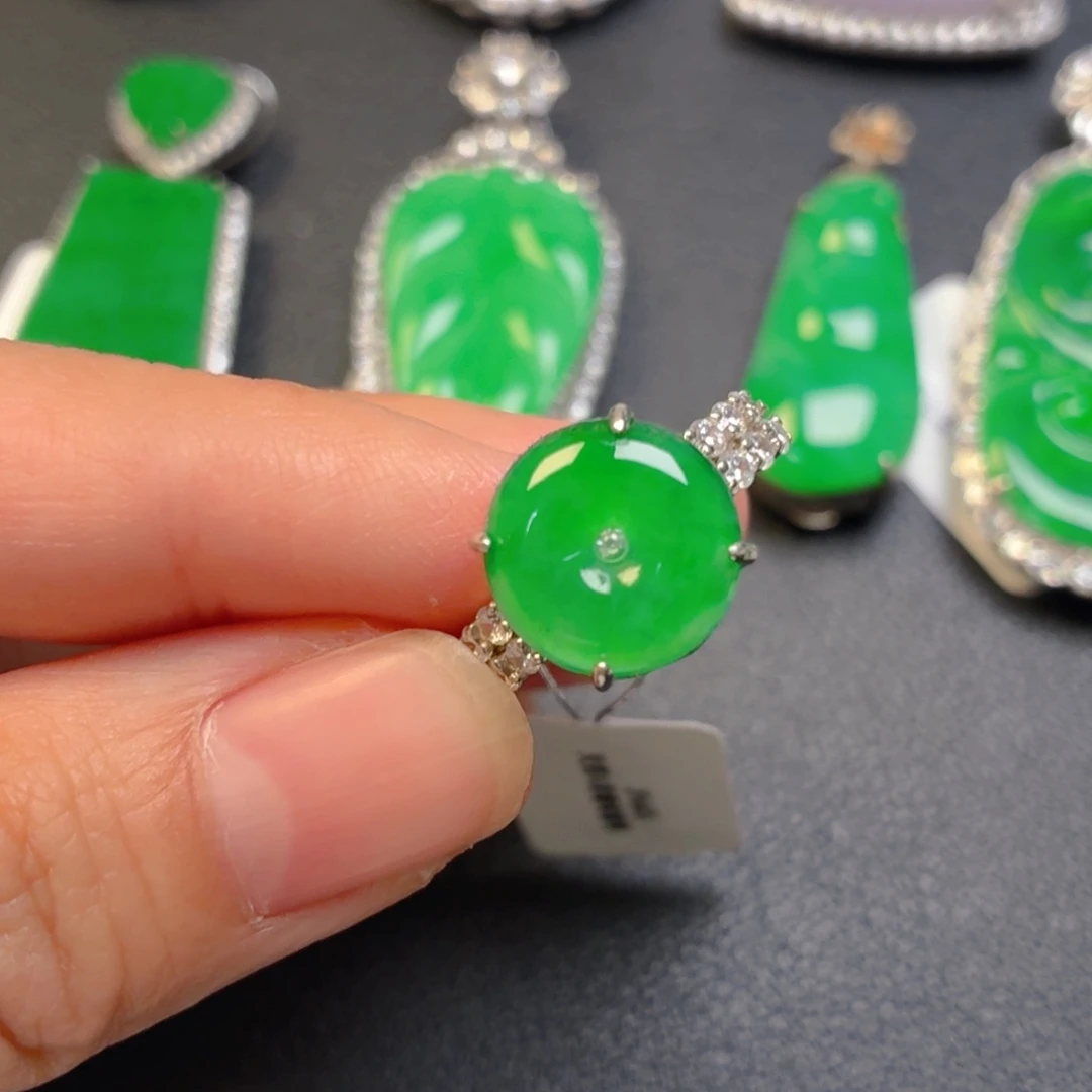 翡翠银S925镶嵌吊坠(不含链)戒指