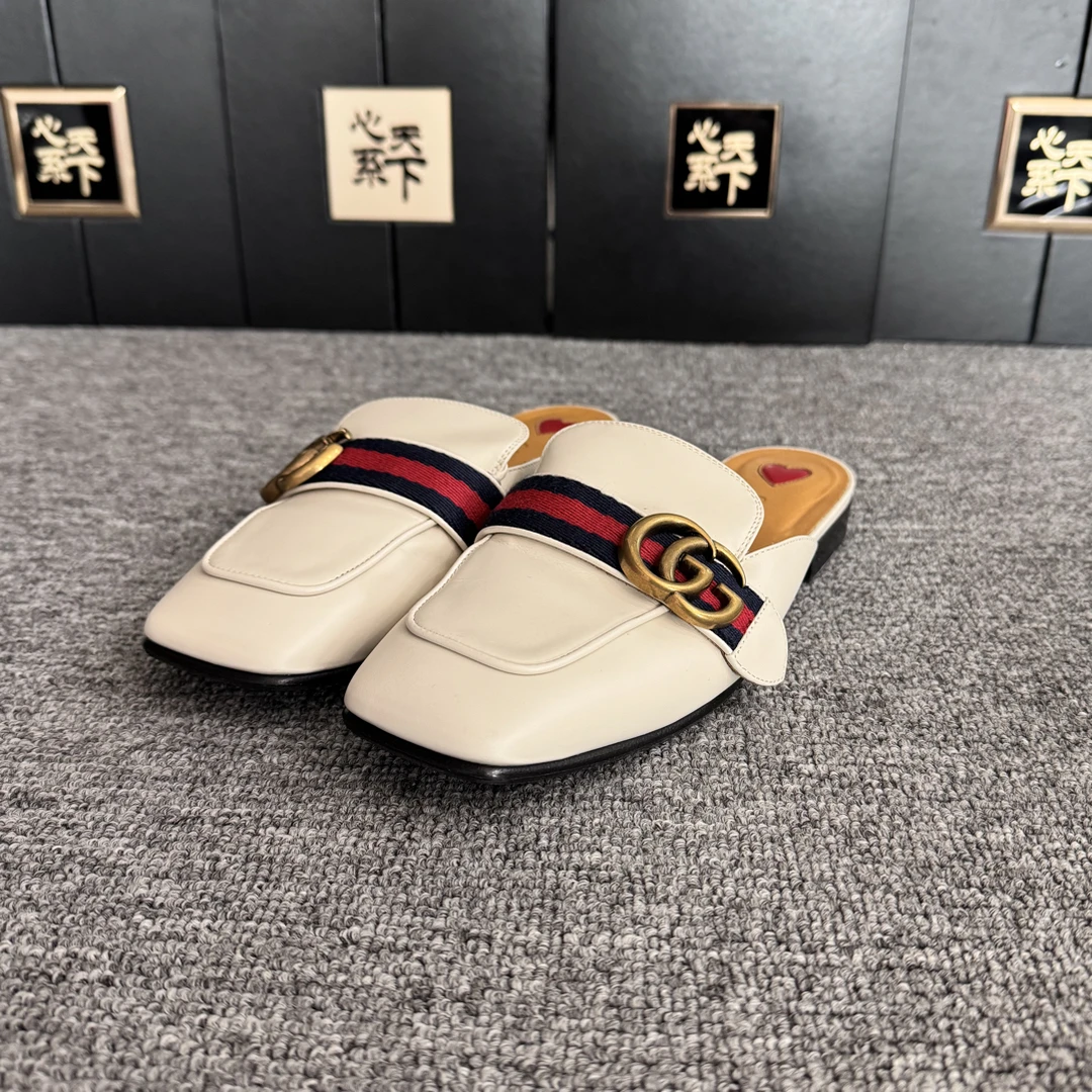 95新 GUCCI/古驰 logo乐福半拖35.5码ysc3220