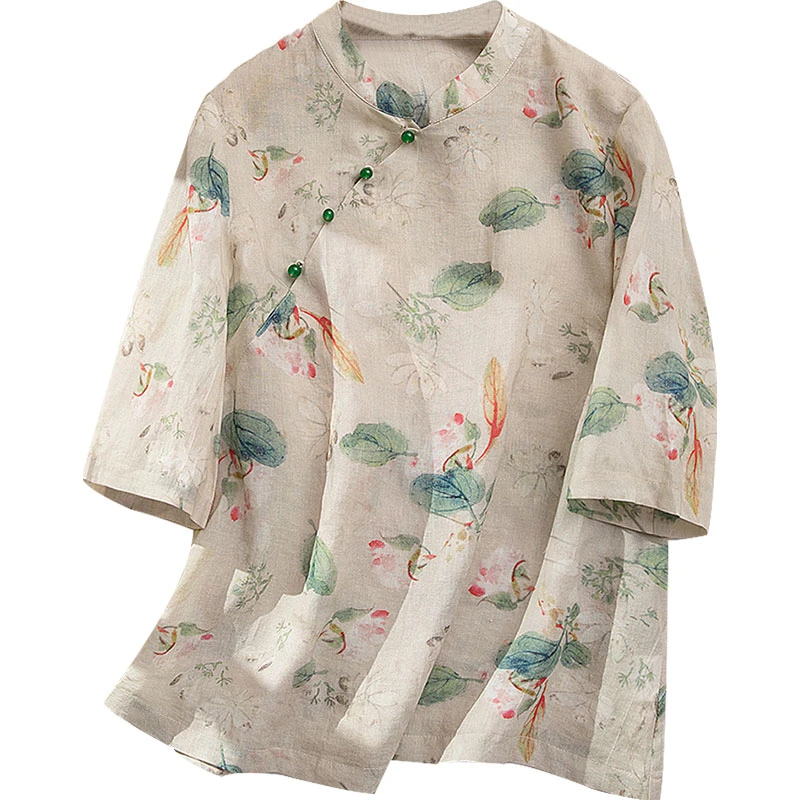 【品牌奥莱】丝柏舍2025春装新款女新中式立领盘扣衬衫S41B0205CS