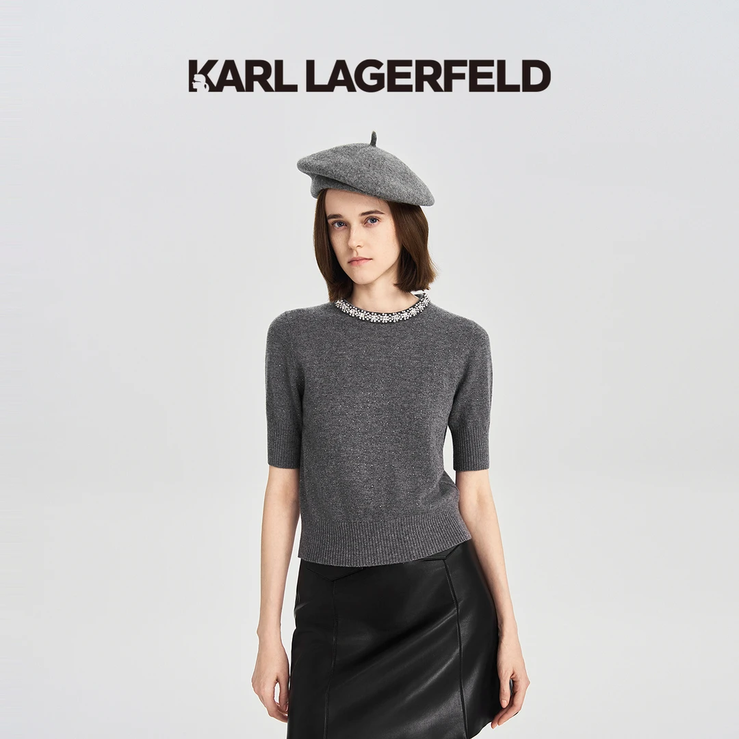 【晨粉专享价】KARLLAGERFELD短袖亮片钻链套头衫M26E2311