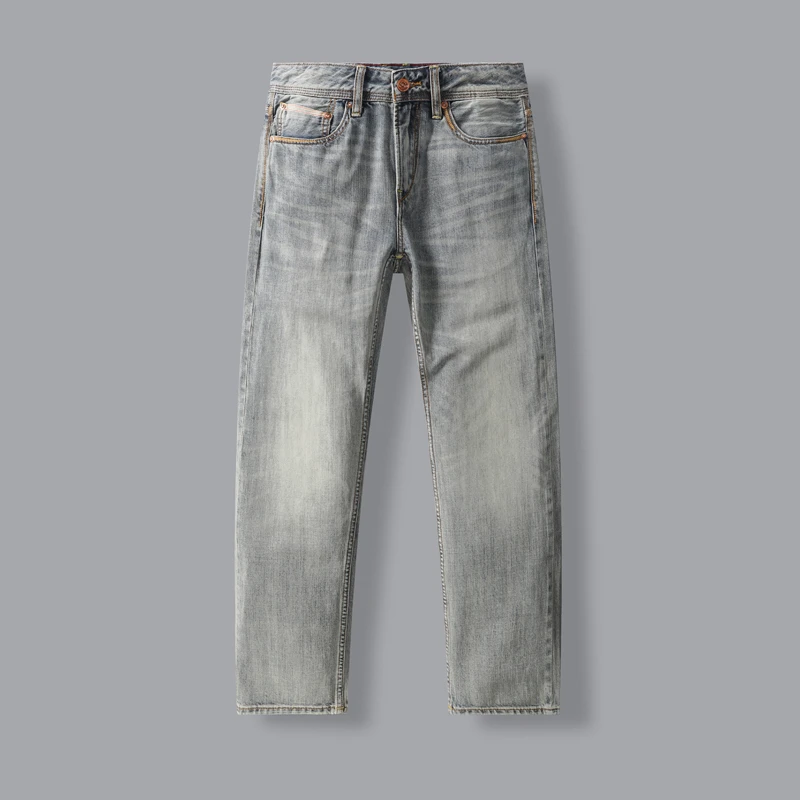 8003春夏新款12盎司赤耳丹宁男装牛仔裤夏季直筒水洗百搭时尚