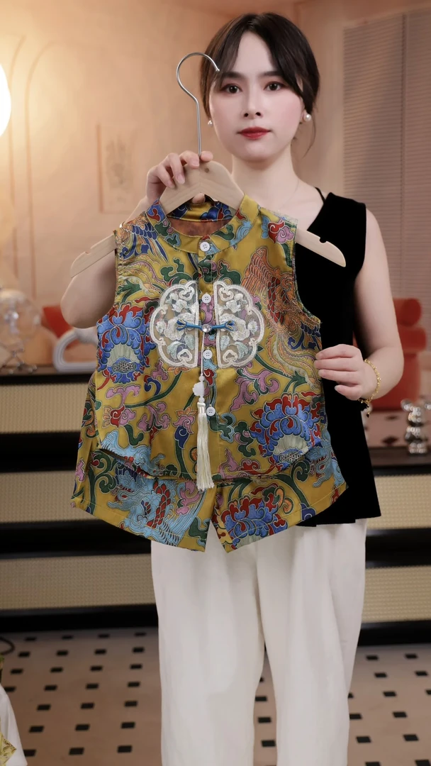 男童夏装套装新中式国风2024新款两件套无袖短裤宝宝夏季民族风潮