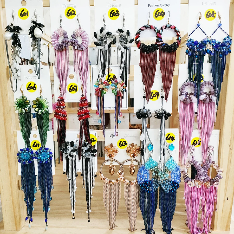 铜合金玻璃耳饰 (M601-M660)-024民族风纯手工流苏耳环合集