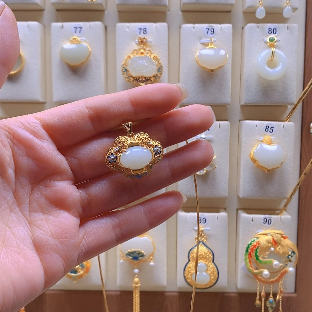 和田玉银S925镶嵌颈饰