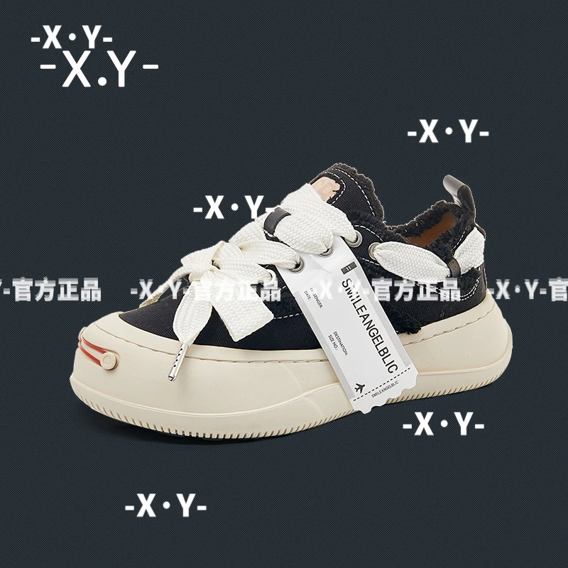 【1991 】开口笑帆布鞋新款厚底开口笑休闲鞋复古板鞋男女