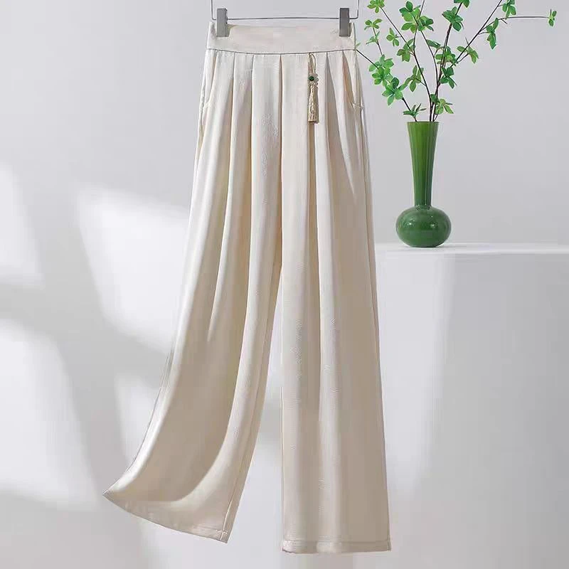 [涵涵定制]新中式流苏裤子女夏季薄款休闲国风流苏阔腿长裤