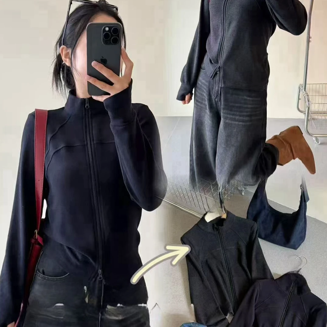 立领常规款正肩袖拉链秋季短外套女薄款修身型厚款